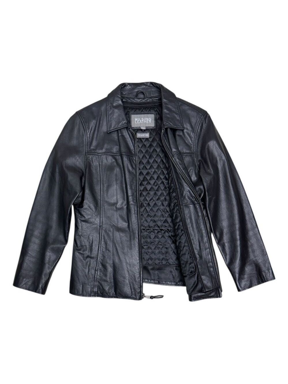 WILSONS LEATHER Lined Genuine Leather Bomber Winter Jacket Coat Womens Large